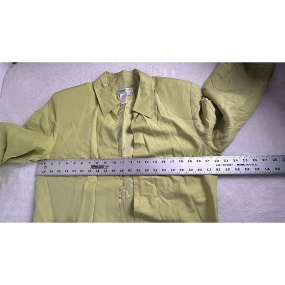 Coldwater Creek Womens Green Silk Linen Open Front Blazer Jacket Large Casual - Picture 6 of 8